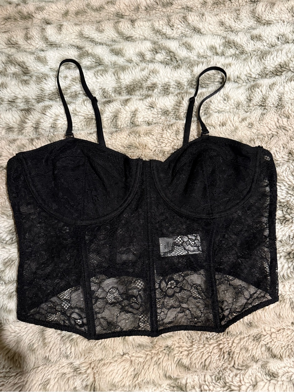 Dynamite Black Lace Longline Bustier Bralette